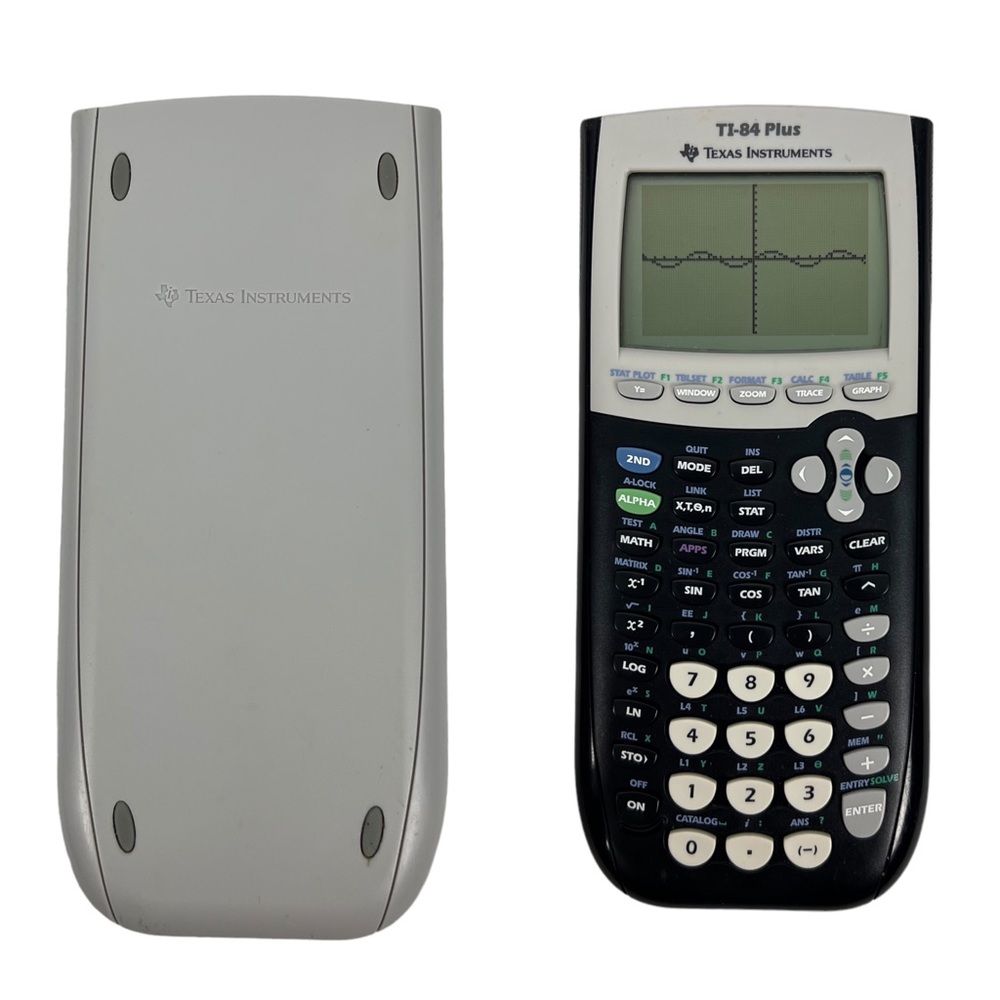 Texas Instruments TI-84 Plus Graphing Calculator Black With Cover Tested Works